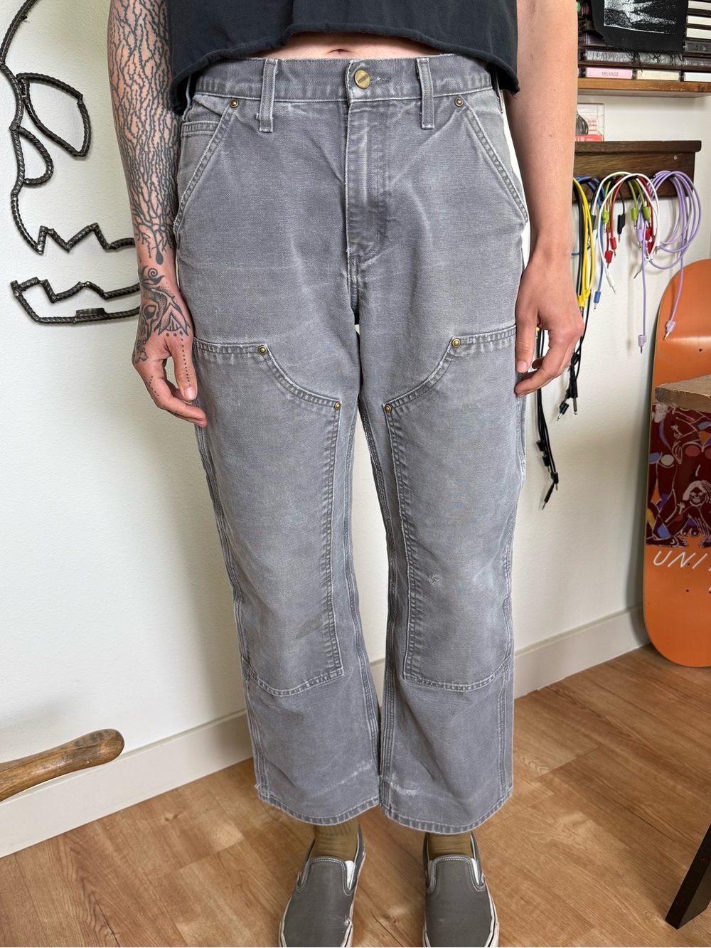 Carhartt Double Knee Dark Gray Workwear Carpenter Pants ~ Size 27 x 29